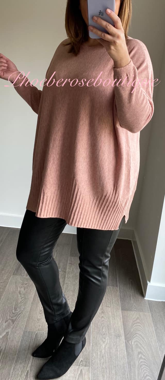 Lux Supersoft Knit Ribbed Hem Detail Jumper - Soft Dusky Pink