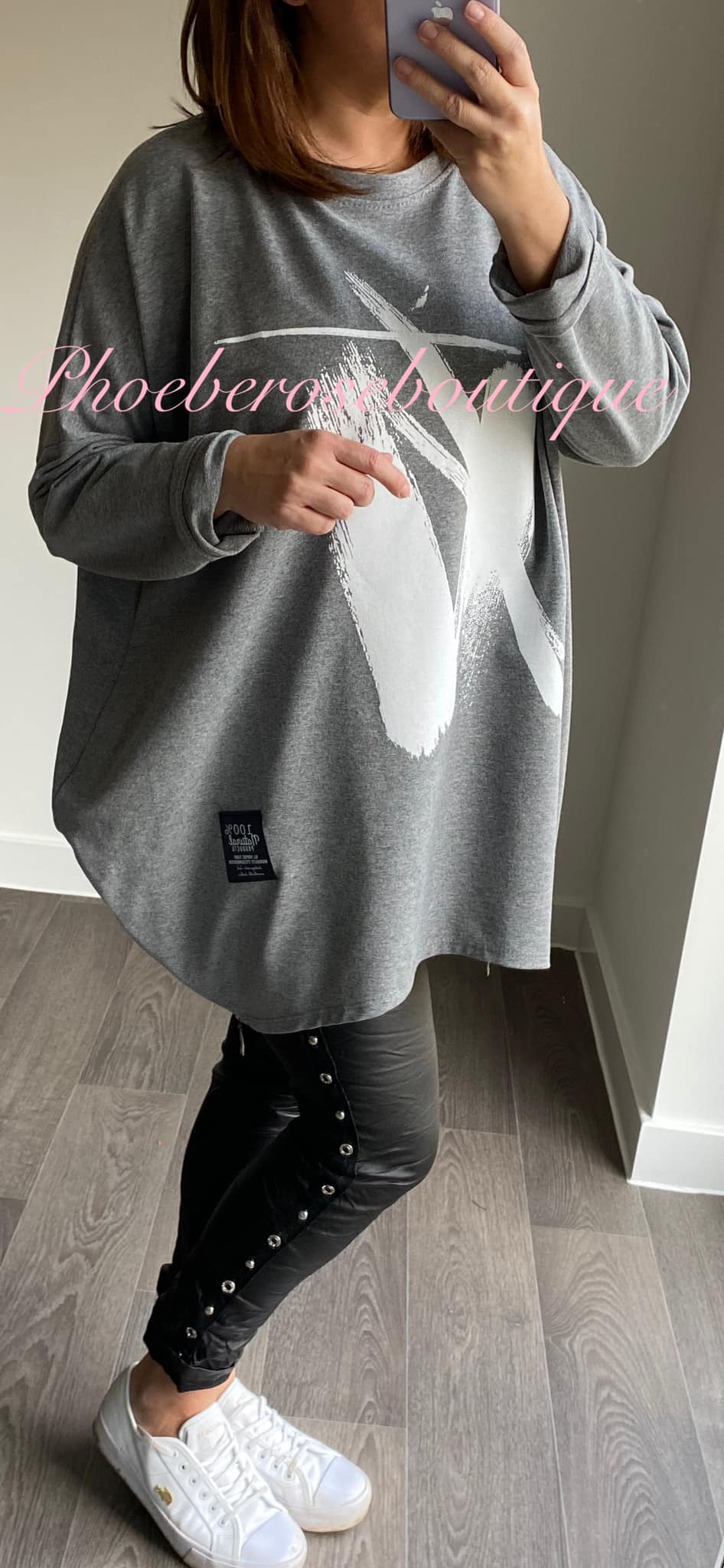 Paint Splash Print Zip Sweatshirt - Soft Grey