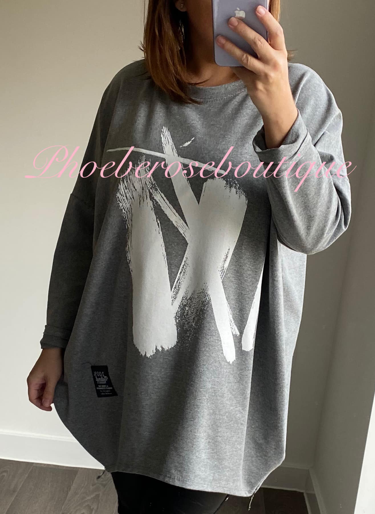 Paint Splash Print Zip Sweatshirt - Soft Grey