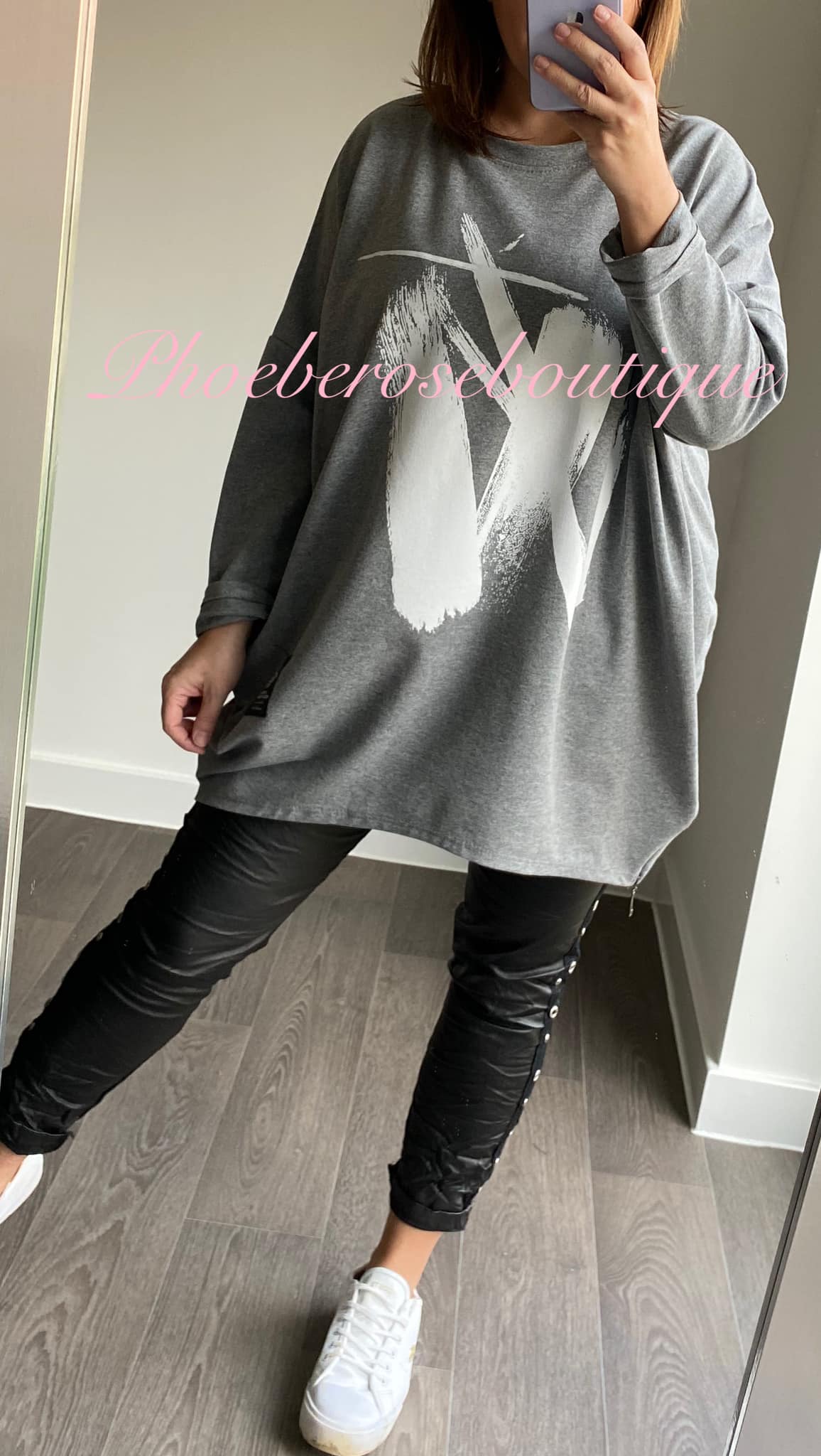 Paint Splash Print Zip Sweatshirt - Soft Grey - Image 3