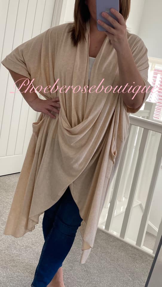 Supersoft Brushed Jersey Longline Crossover Drape Top - Nude