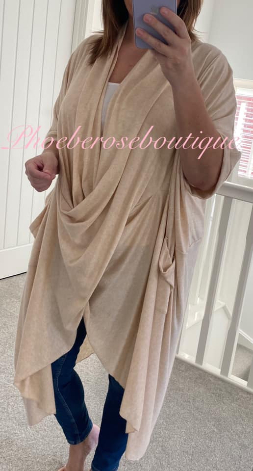 Supersoft Brushed Jersey Longline Crossover Drape Top - Nude - Image 3