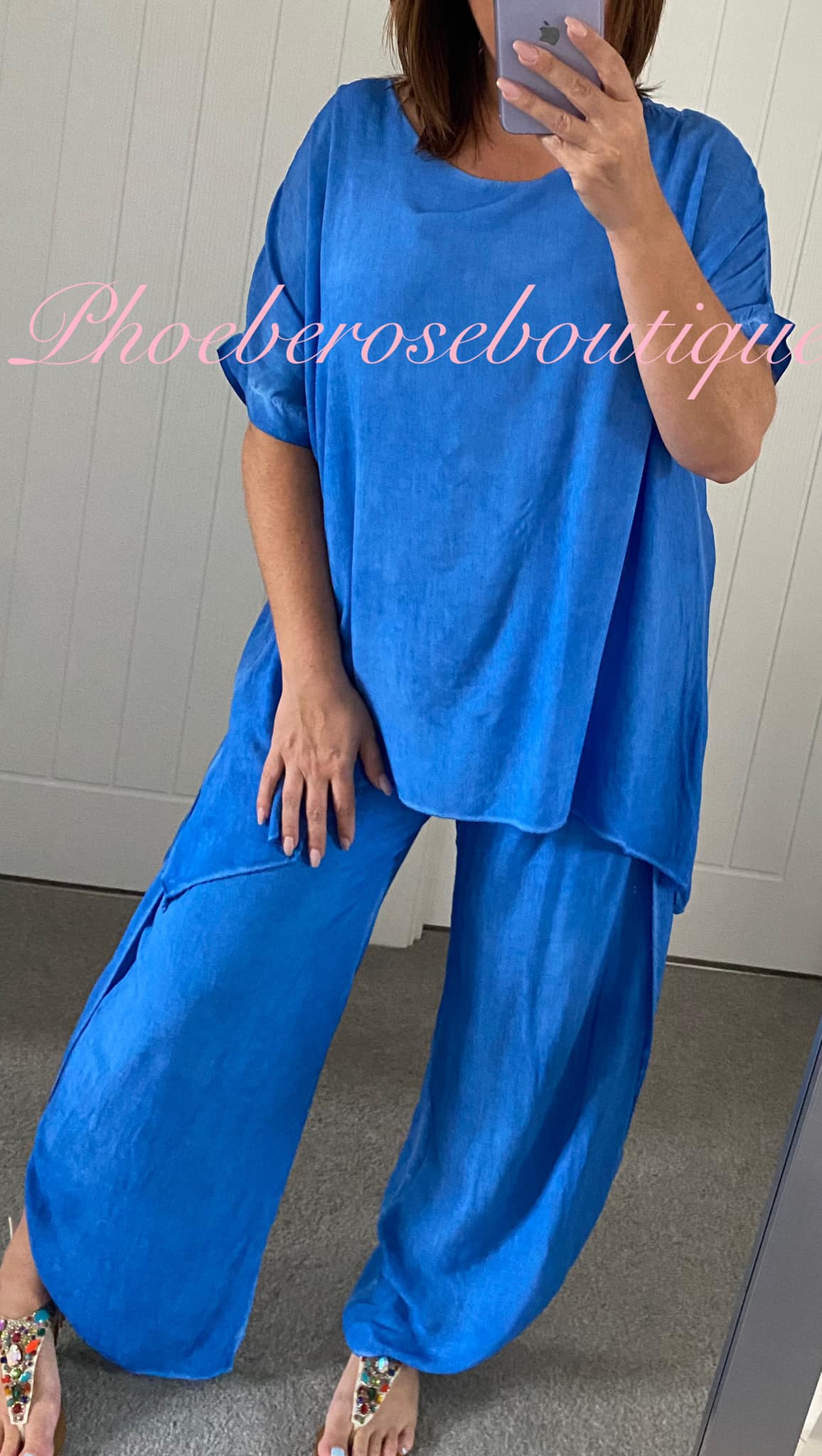 2 Piece Drape Trouser Suit - Beautiful Blue
