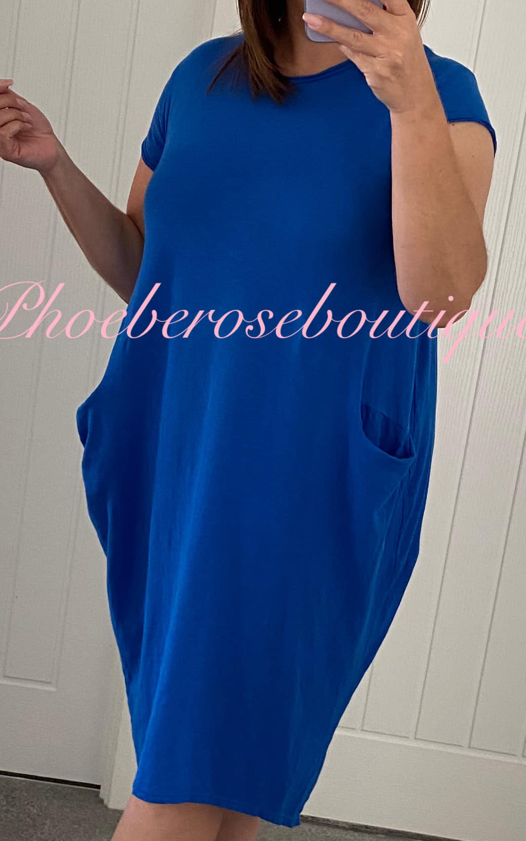 Jersey Cap Sleeve Pocket Midi Dress - Royal Blue