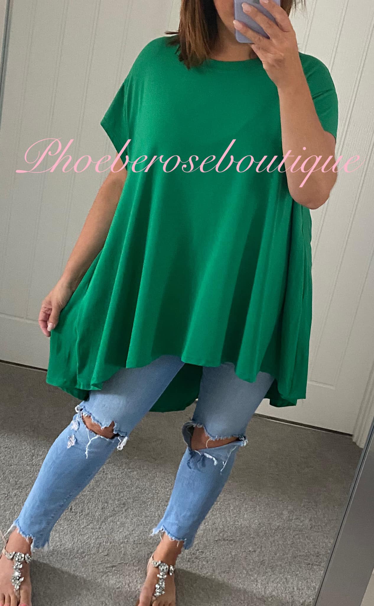 Lux Soft Jersey Swing Pocket Hi/Low Top - Green - Image 3