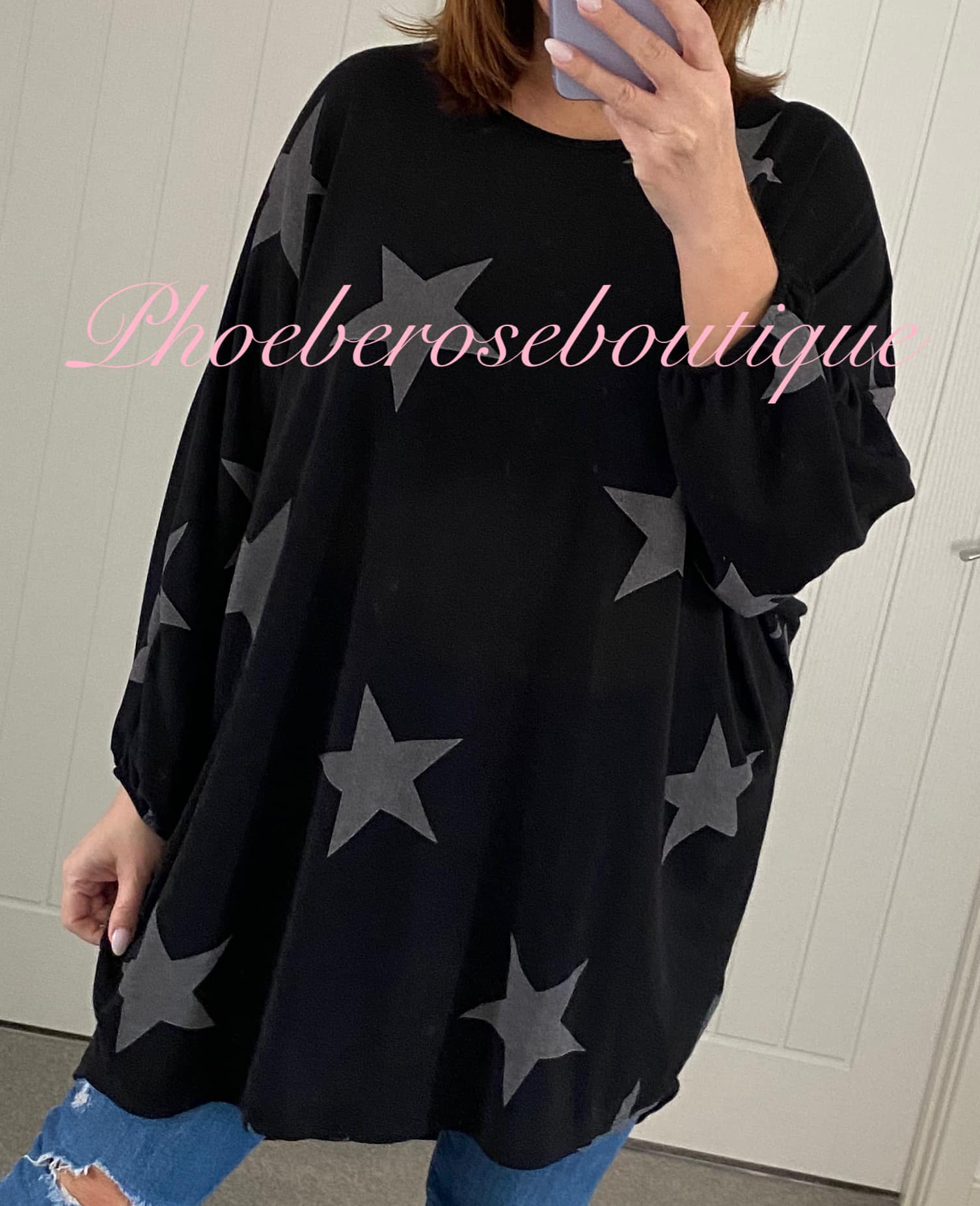 Star Loose Fit Top/tunic - Black