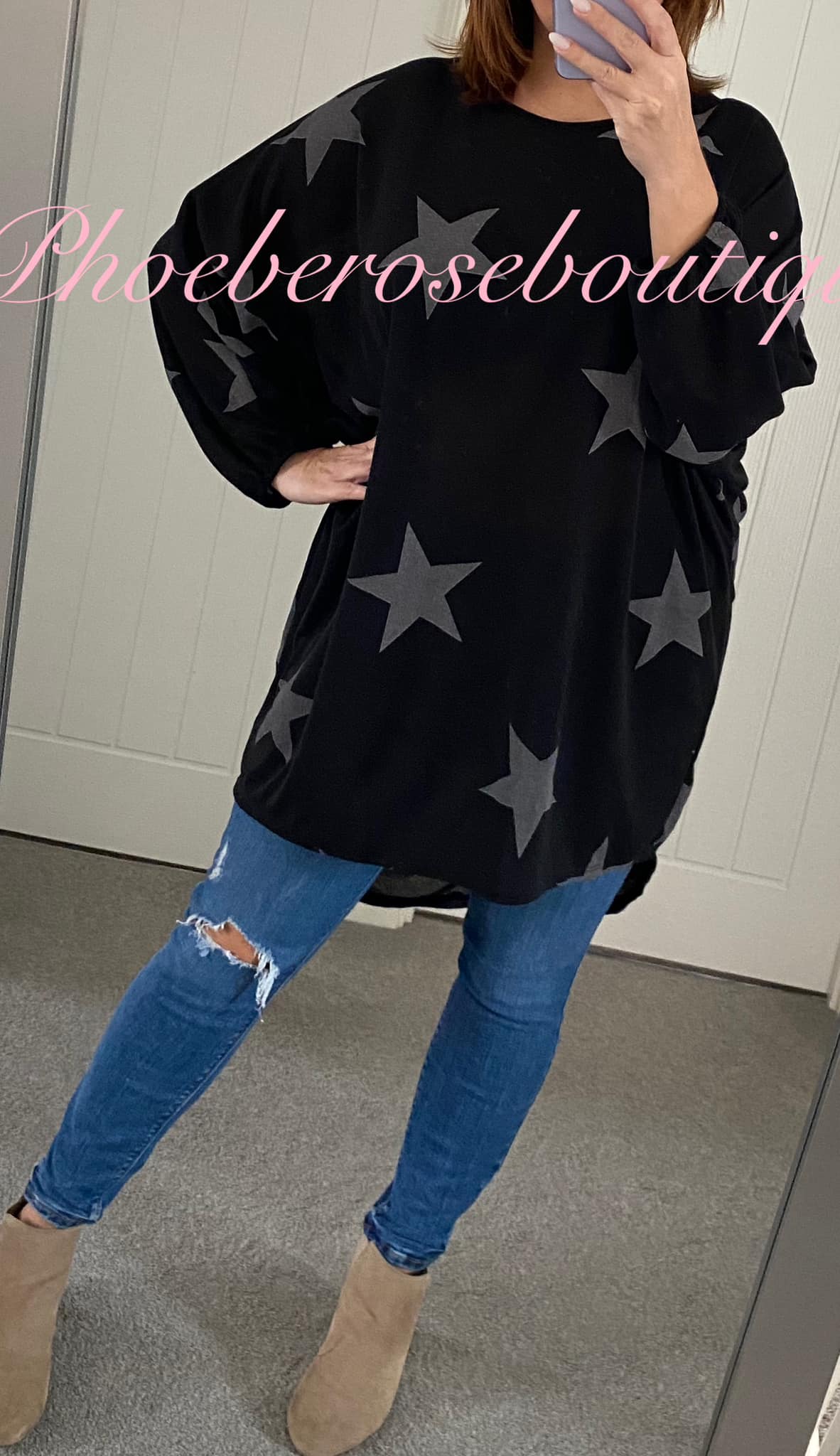 Star Loose Fit Top/tunic - Black